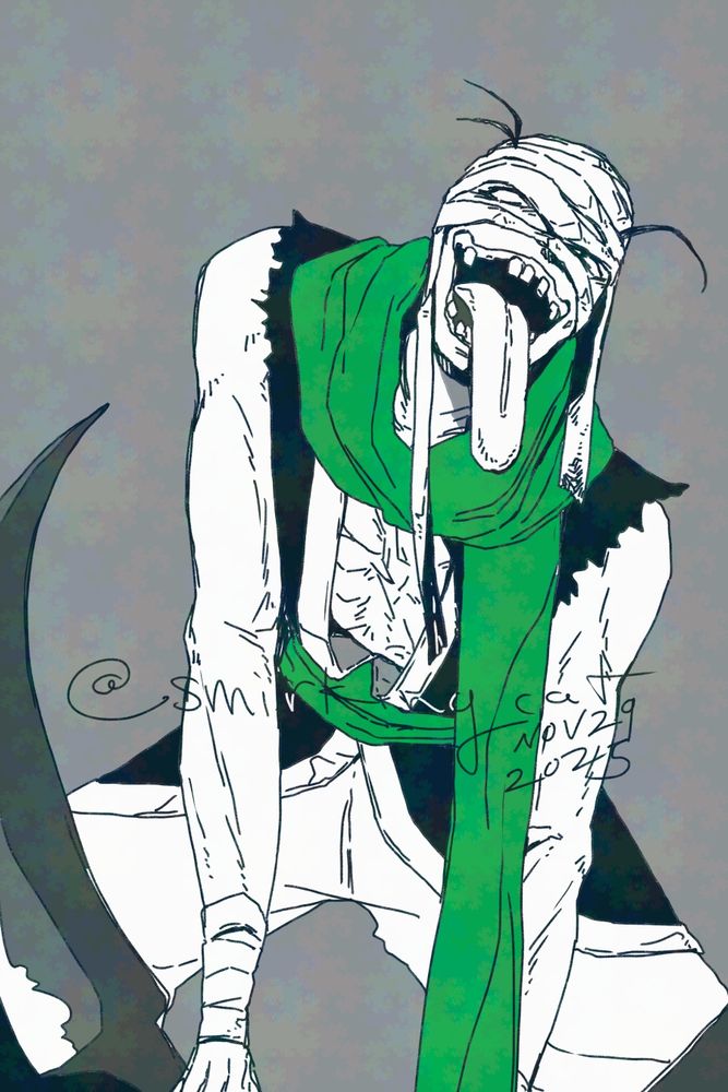 Fan art of Mukuro from the Last Blade 2, mouth agape, tongue out.