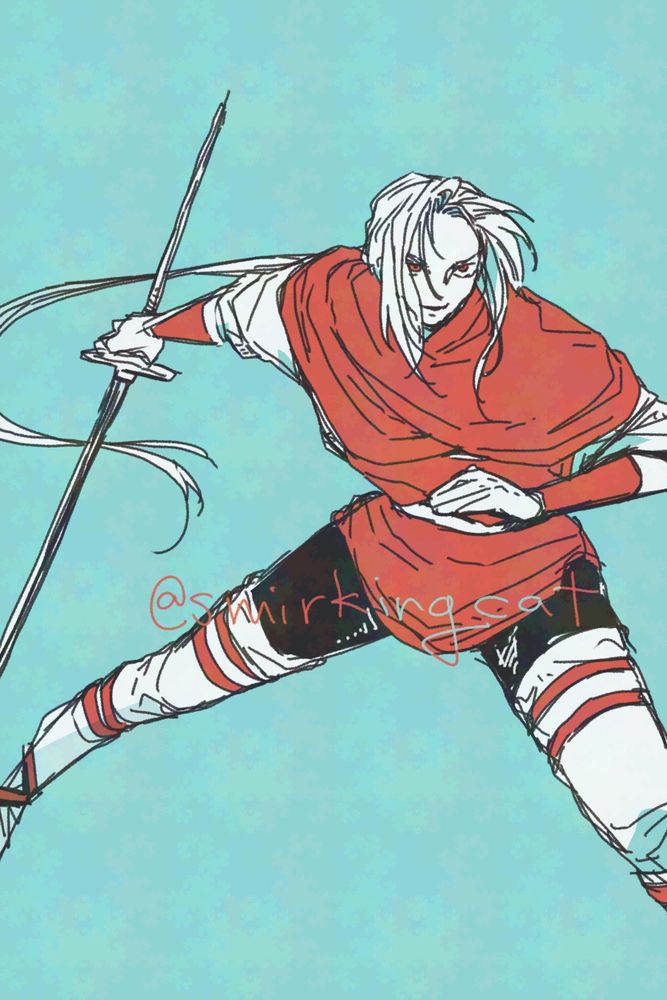 Fan art of Sho Shinjo from Toshinden, ready to stabby stab. 