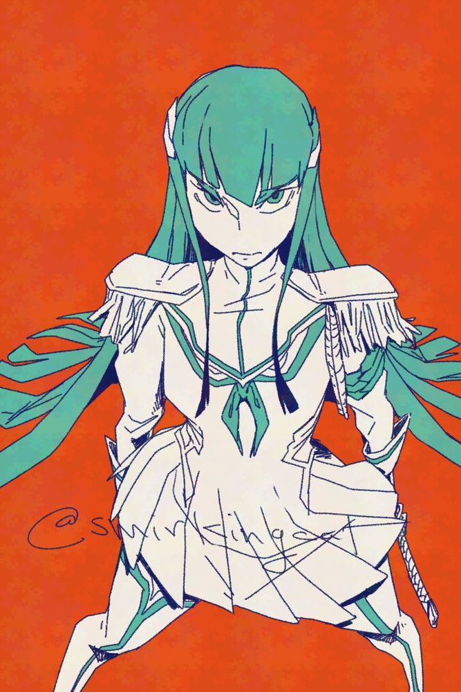 Fan art of Satsuki Kiryuin from Kill la Kill, top down view.