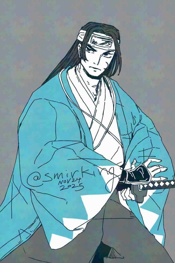 Fan art of Keiichirou Washizuka from the Last Blade 2, ready to draw his blade. 