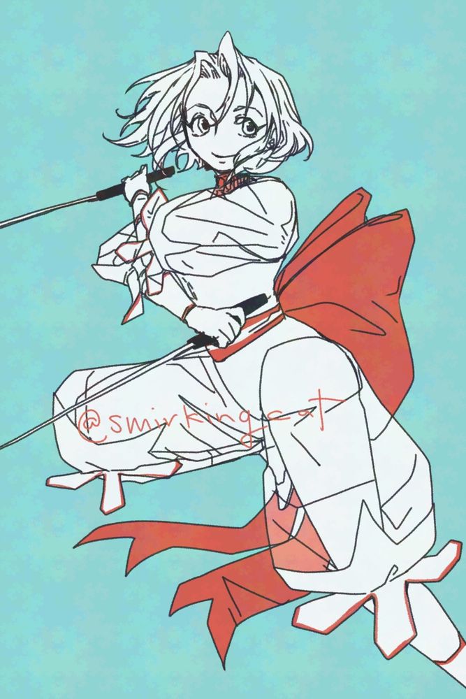 Fan art of Ellis from Toshinden, smiling softly but also ready to strike.