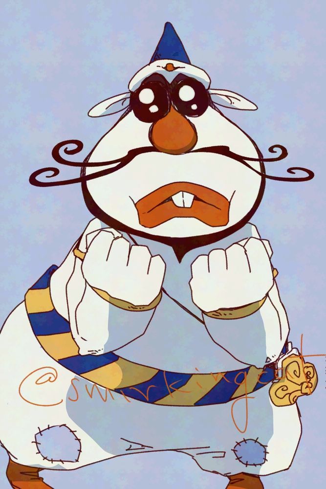 Fan art of Hakushon Daimao that was in the original roster of Tatsunoko vs Capcom but got removed in the release of Ultimate All-Stars version. He is doing the cute puppy eye thing to entice inclusion. 