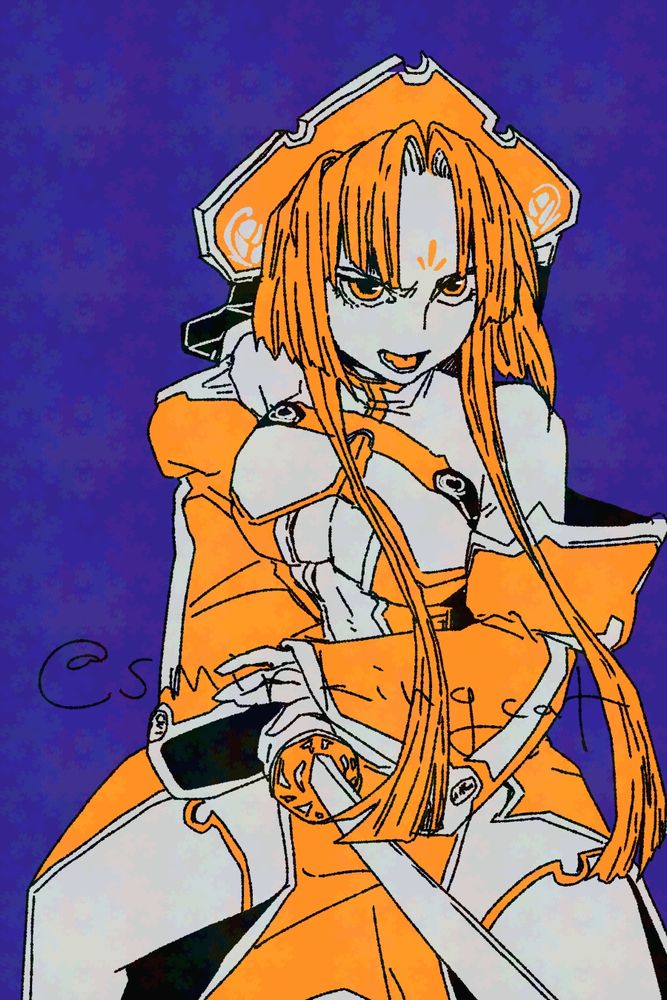 Fan art of Sonken Chuubou from Koihime Muso series looking fierce with her sword. 