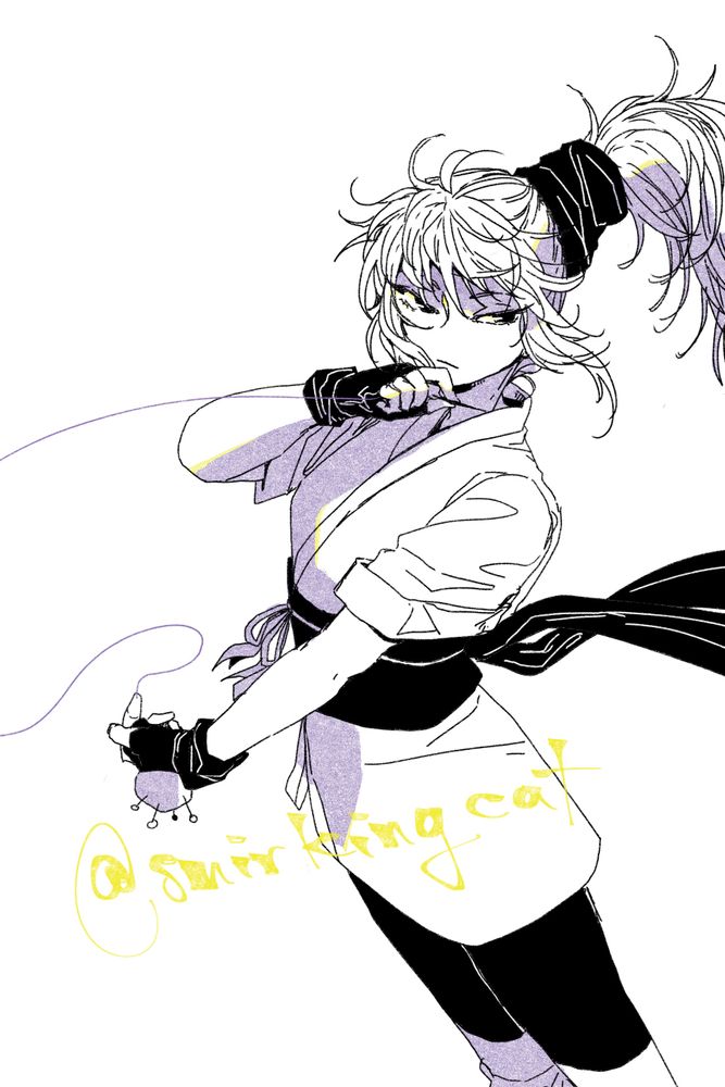 Fan art of Machi from Hunter X Hunter holding a sewing needle.