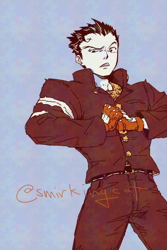 Fan art of Batsu Ichimonji from Rival Schools, holding his fist and getting ready for a fight.