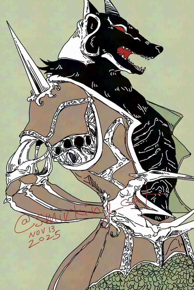 Fan art of Cornell in his Castlevania Judgement design, side view looking to the right and claws ready. 