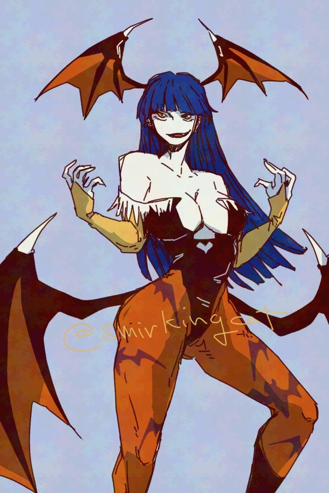 Fan art of Morrigan from Darkstalkers in her idle pose. 