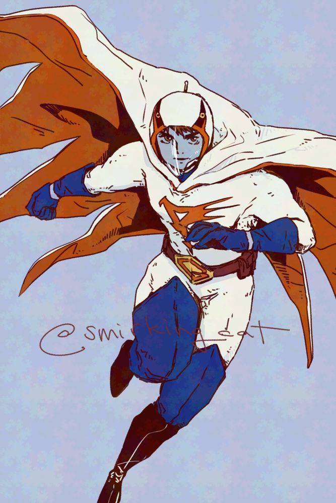 Fan art of Ken from Gatchaman running towards the viewer.