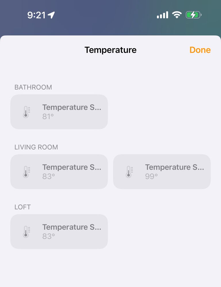 Image showing different temperatures in my apartment. One being 99 degrees