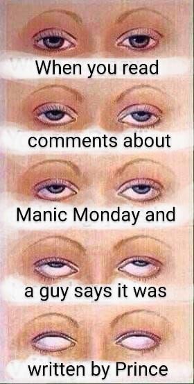 Picture Text: When you read, Manic Monday from the Bangles, was writen by Prince 