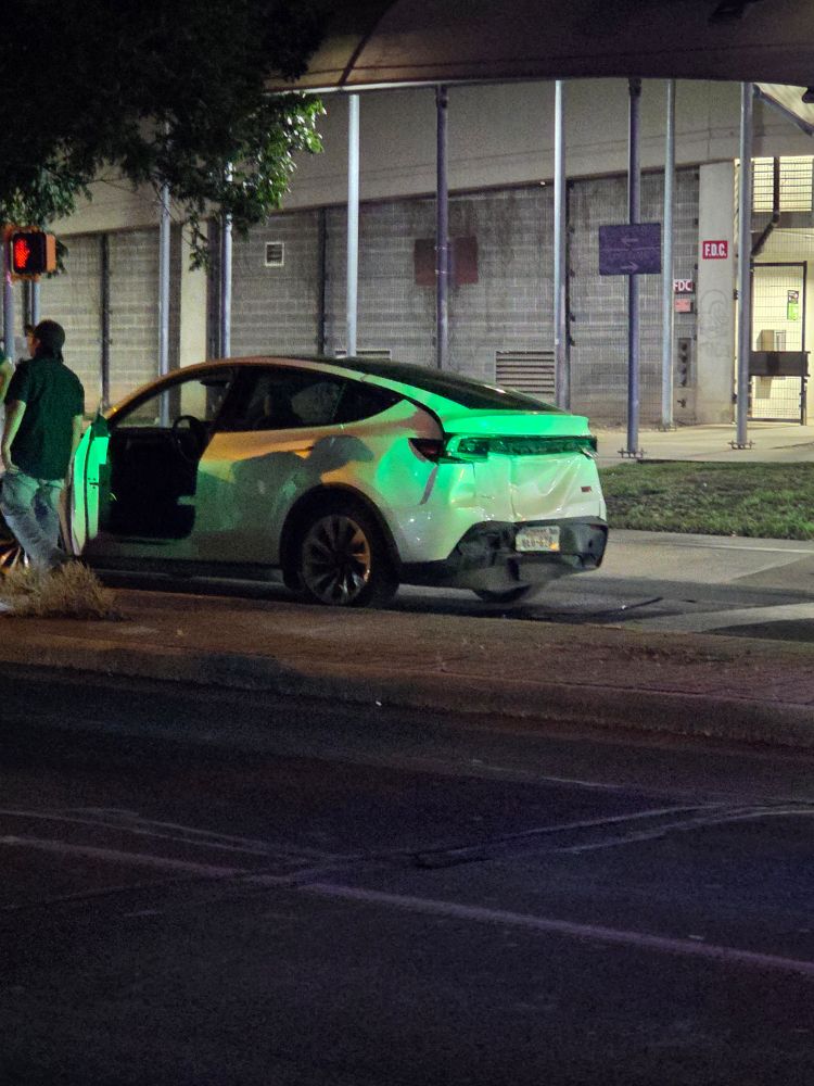 A shot of the rear showing damage