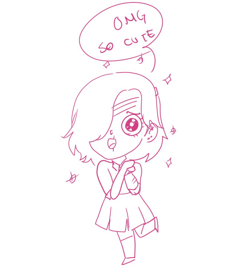 An ultra uguu out of character kawaii Melody Crosswell from The Space Pirate saying "OMG SO CUTE". She is wearing like, a Sailor scout outfit from the 1992 multimedia Japanese franchise Sailor Moon. Do you think Sailor Moon still exists in 2245? (Art by Ana Grol)