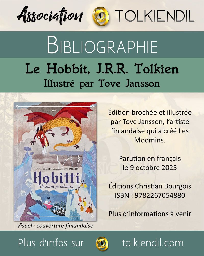 Une image annonçant une nouvelle édition du Hobbit, par J.R.R. Tolkien, illustrée par Tove Jansson, l'artiste finlandaise qui a illustré les Moomins.