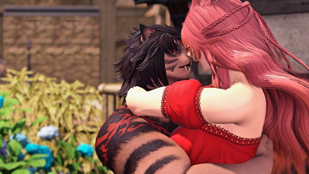 An old picture of Lina and Ruby, the hrothgar joyfully lifting the veena in an embrace.