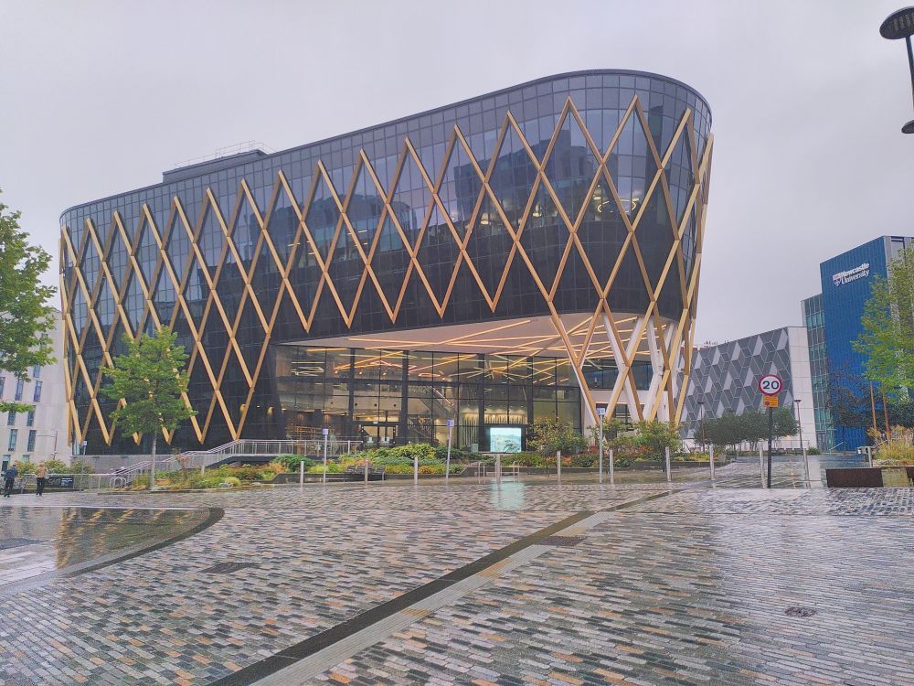 Modern building with glass facade in Newcastle.