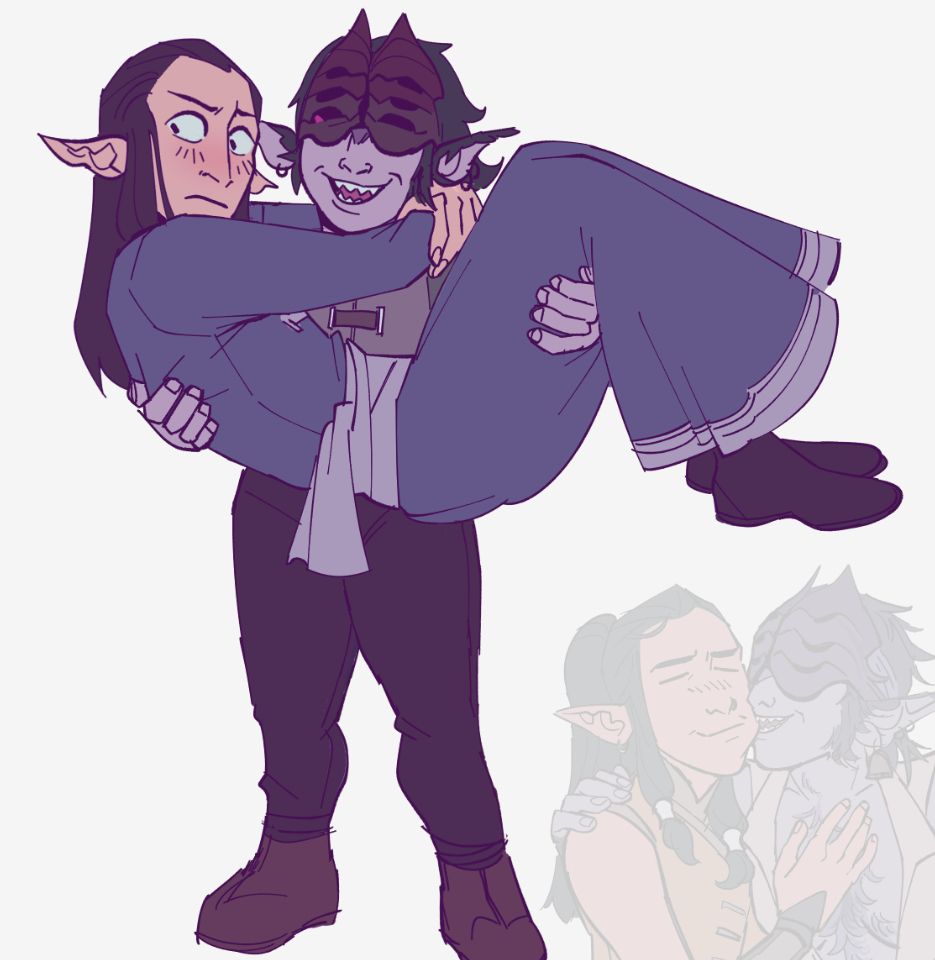 drawing of my watcher lifting aloth up princess style