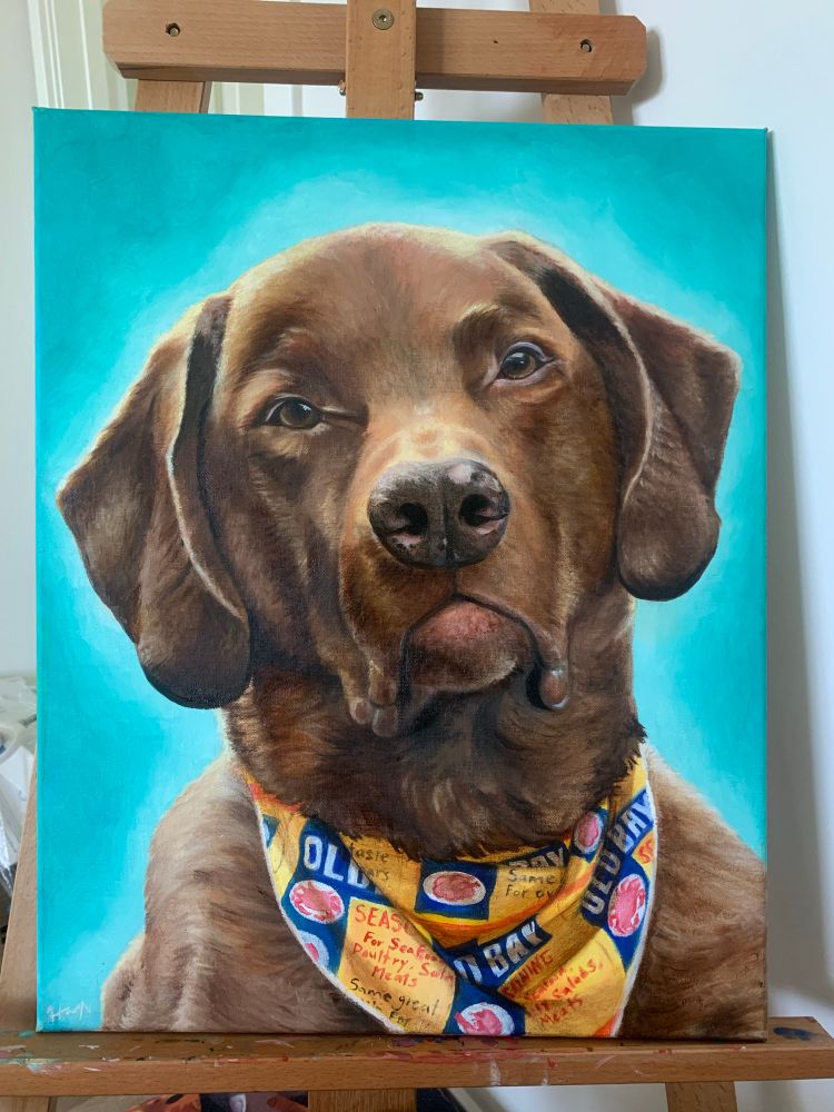 Memorial portrait of a dog named Old Bay