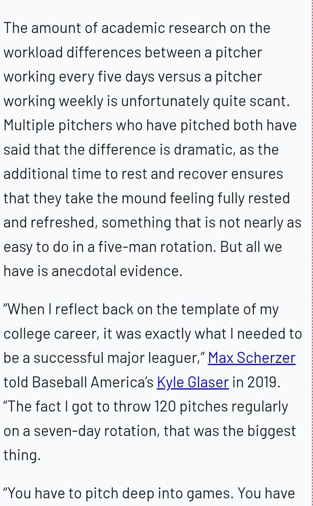 Story about how Max Scherzer believes throwing 120+ pitches helped him.