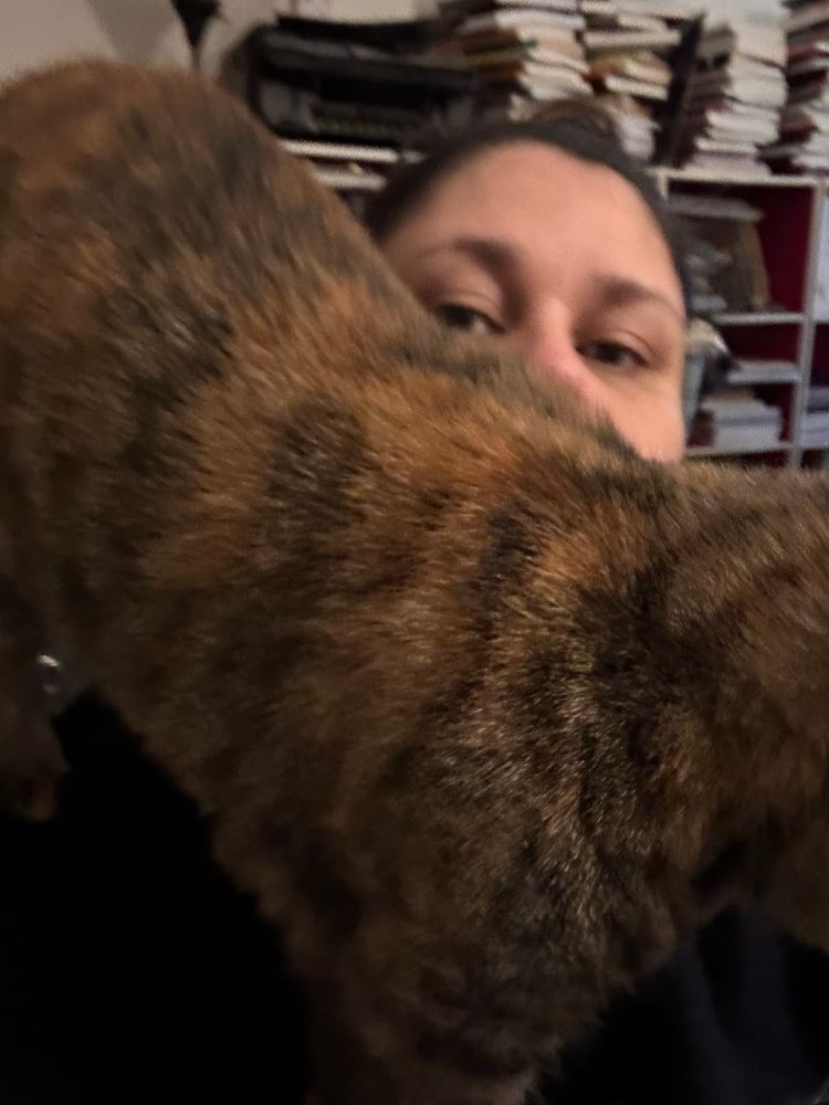 Selfie but my cat is walking over me