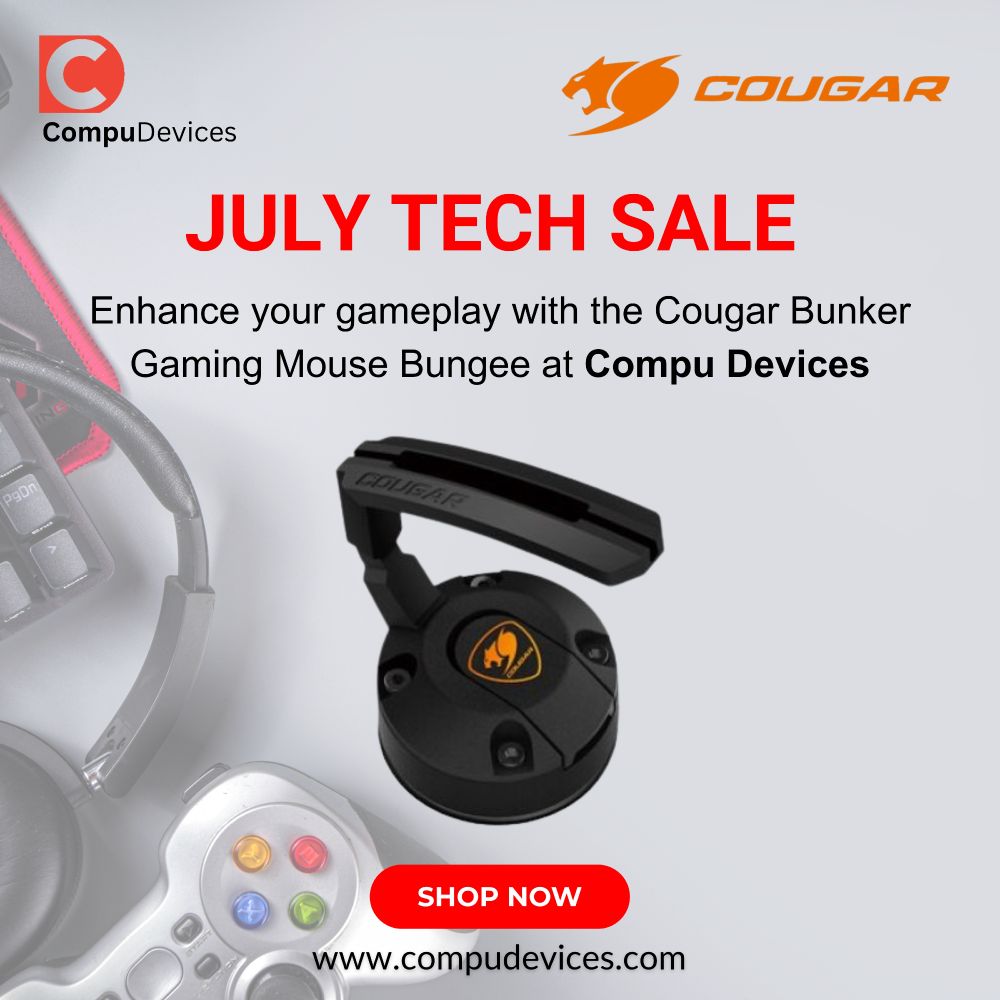CGR-XXNB-MB1 Cougar Bunker Gaming Mouse Bungee Black with an Orange Cougar Symbol
