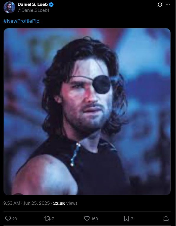 daniel loeb updates his profile pic to escape from new york 