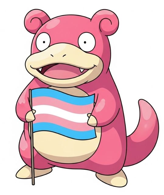 slowpoke holding the trans flag