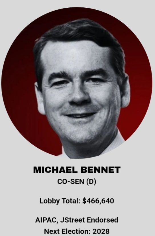 Bennet has taken 466K in AIPAC money.