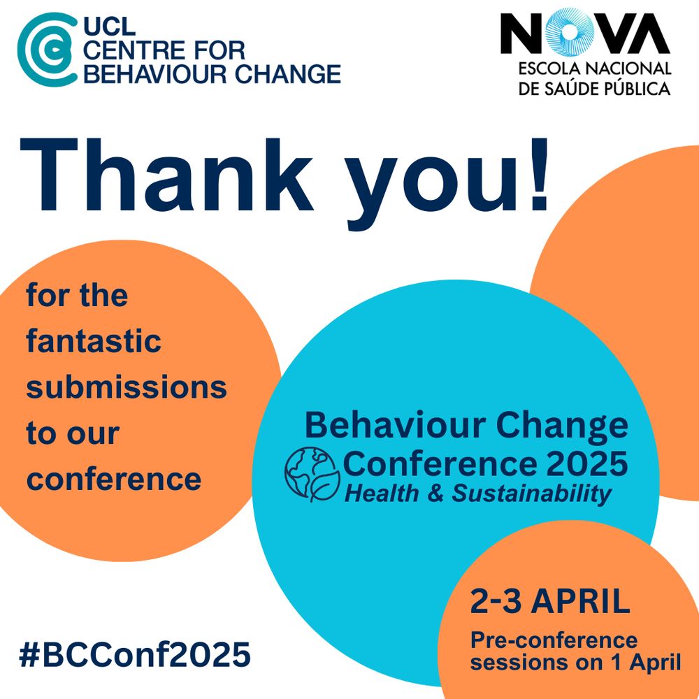 Thank you for the fantastic submissions to the Behaviour Change Conference 2025, taking place 2-3 April with pre-conference sessions on 1 April #BCConf2025
