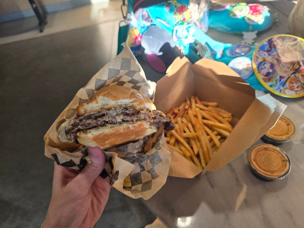 Double Other Burger and fries from The Angry Line Cook