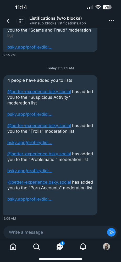 Slanderous block lists