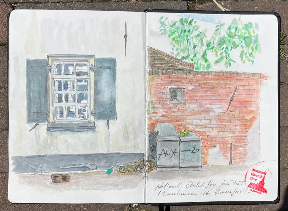 Sketch of #Muurhuizen in #Amersfoort, in watercolor and fountain pen ink drawing. 