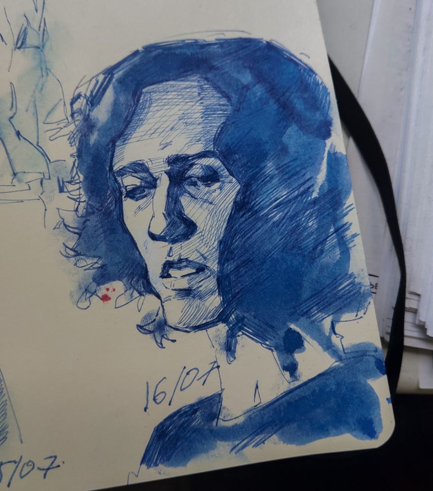 Sketch of Armand done with a blue ink fountain pen