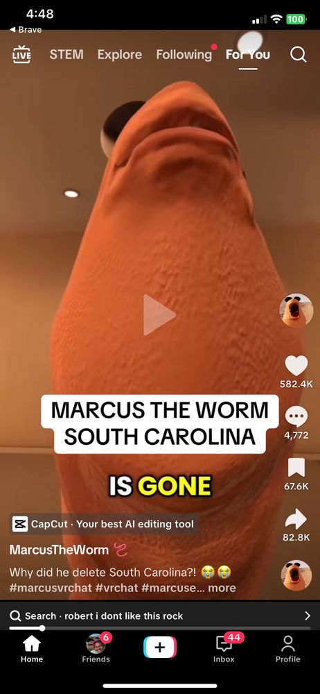 Marcus the worm saying “South Carolina is gone”