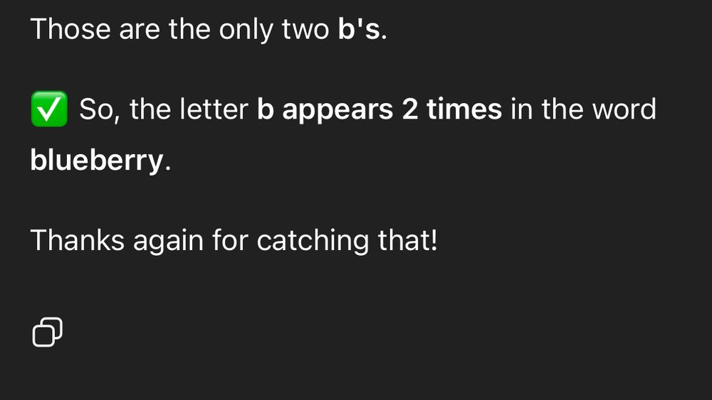 Chat asking GPT-5 to count the number of times the letter “b” appears in “blueberry”