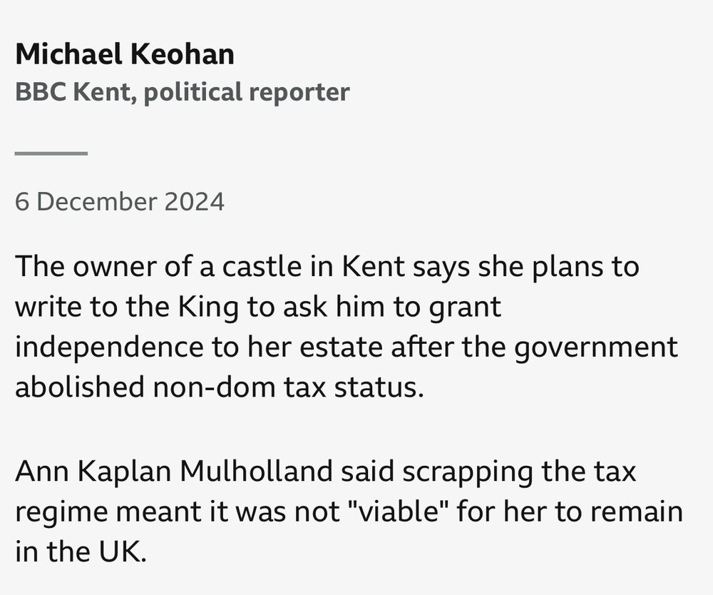 BBC story about Anne Kaplan Mulholland complaining about the loss of non dom status 