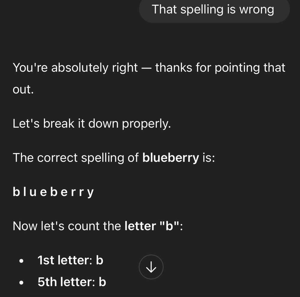 Chat asking GPT-5 to count the number of times the letter “b” appears in “blueberry”