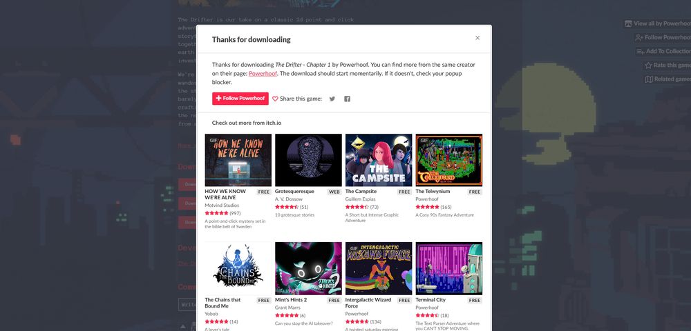 download page populated with recommendations