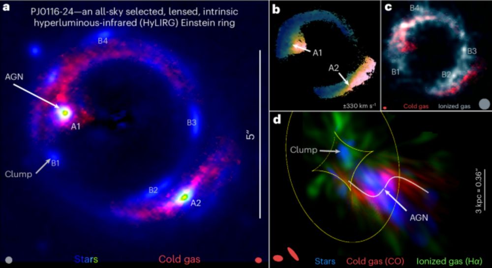 Detailed study of a rare hyperluminous rotating disk in an Einstein ring 10 billion years ago - Nature Astronomy