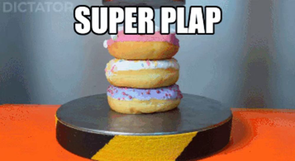 a stack of donuts on top of each other with the caption " super plap "