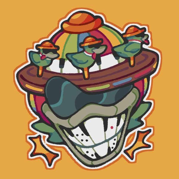 Redraw of the toontown corporate clash in-game High Roller sticker