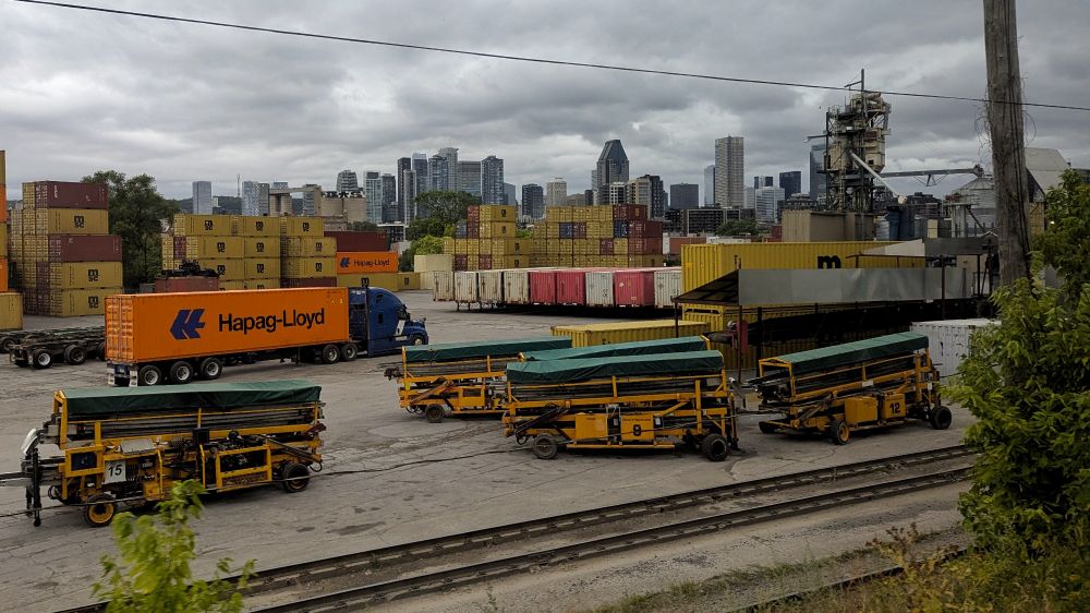 Sea container yard on a wye along the St-Hyacinthe Subdivision, near Wellington Street and Rue de Condé, Montreal Quebec 