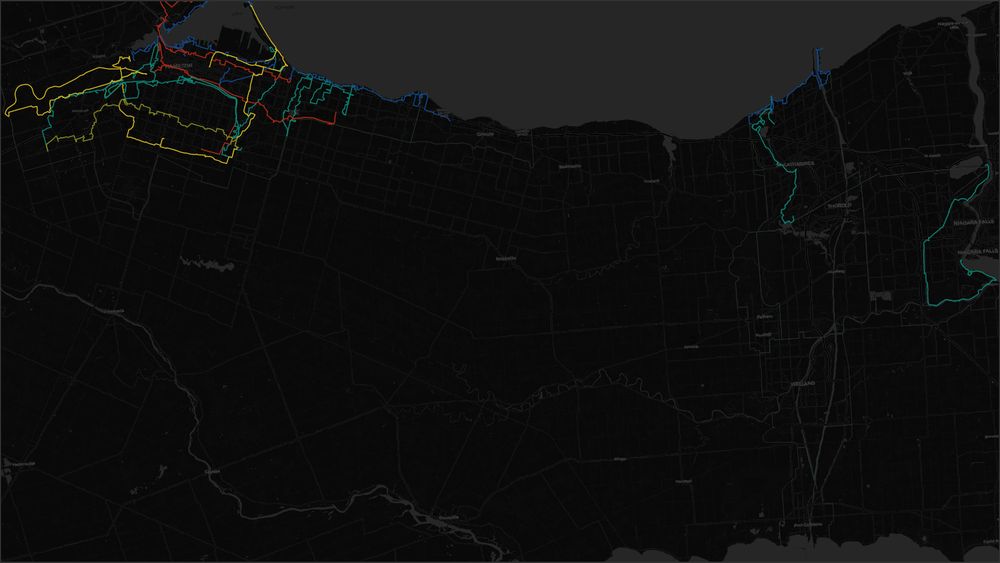 Map of Metroscapes walks in Hamilton and Niagara.