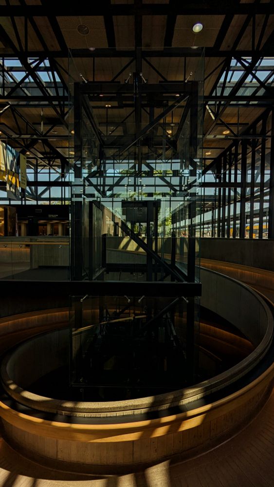 Elevator and spiral ramp at Ottawa (VIA) Train Station, Ontario Canada 