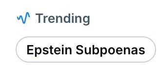 Screengrab of the Trending section of BlueSky with the category "Epstein Subpoenas"