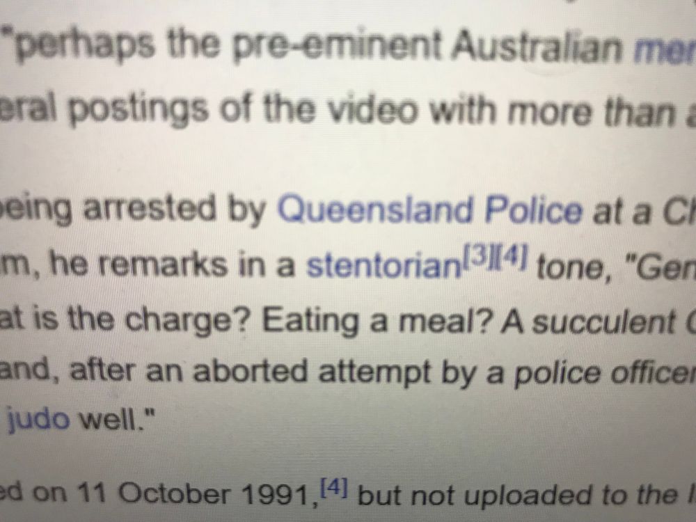 Wikipedia article on “Democracy Manifest” with the phrase “he remarks in a stentorian [3][4] tone”