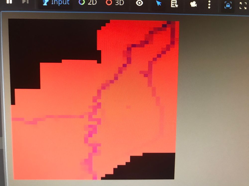 Heavily pixelated map of rivers