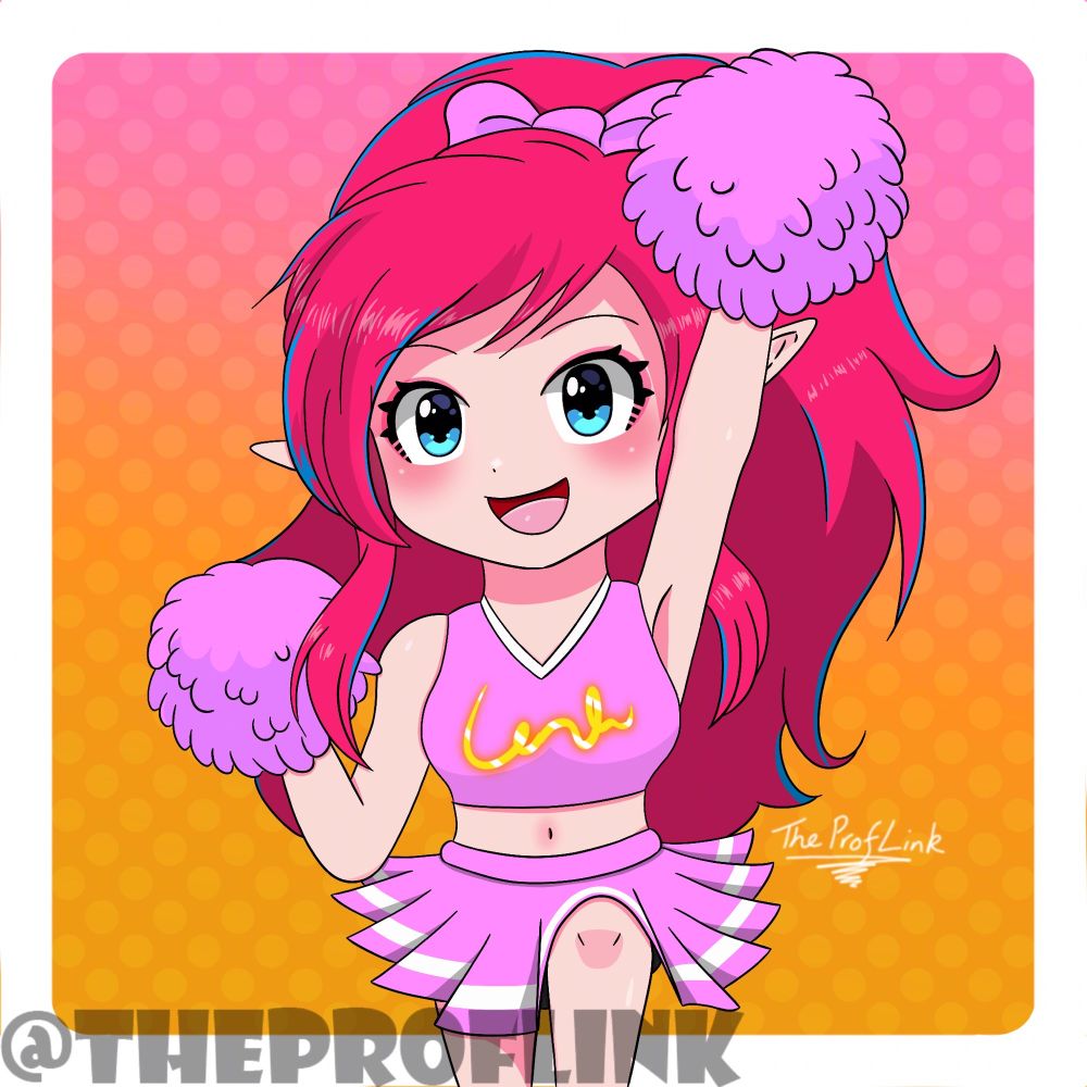 Artwork of Pink Link in the Cheer Outfit from Zelda: Triforce Heroes