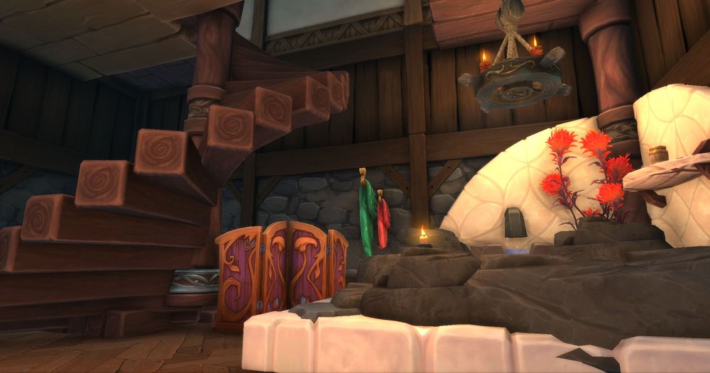 A screenshot of a World of Warcraft house with a secret basement hot tub.