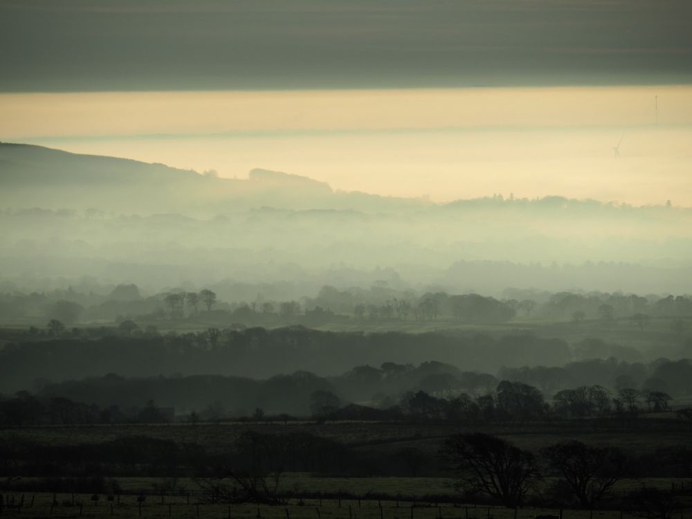 Temperature Inversion of cloud and mist over a valley in Lancashire.