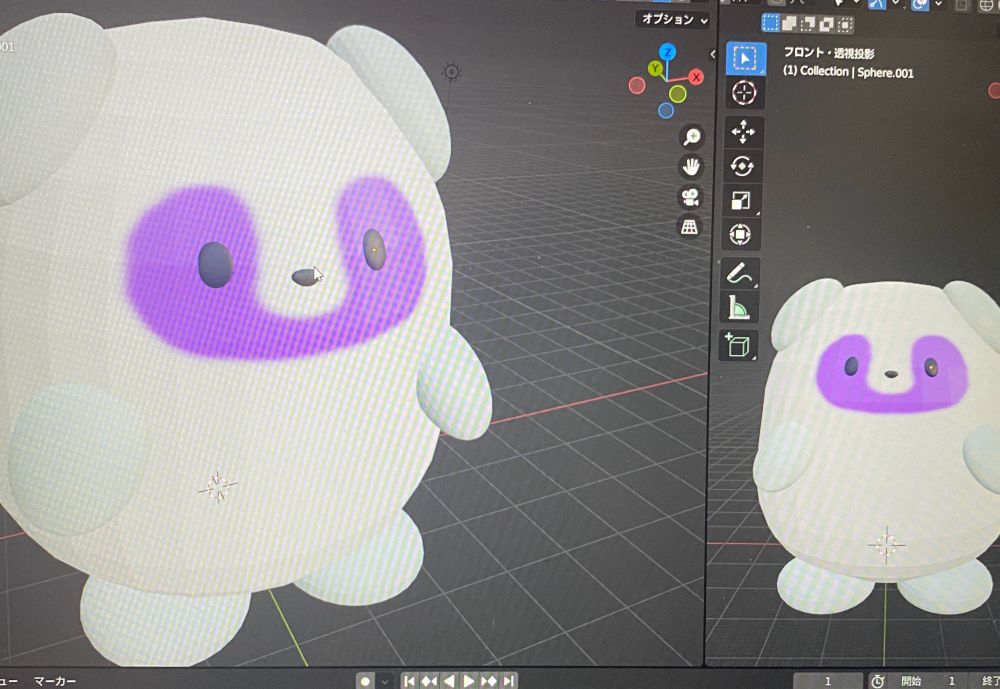 3Dソフトblenderで作成中のキャラクター写真